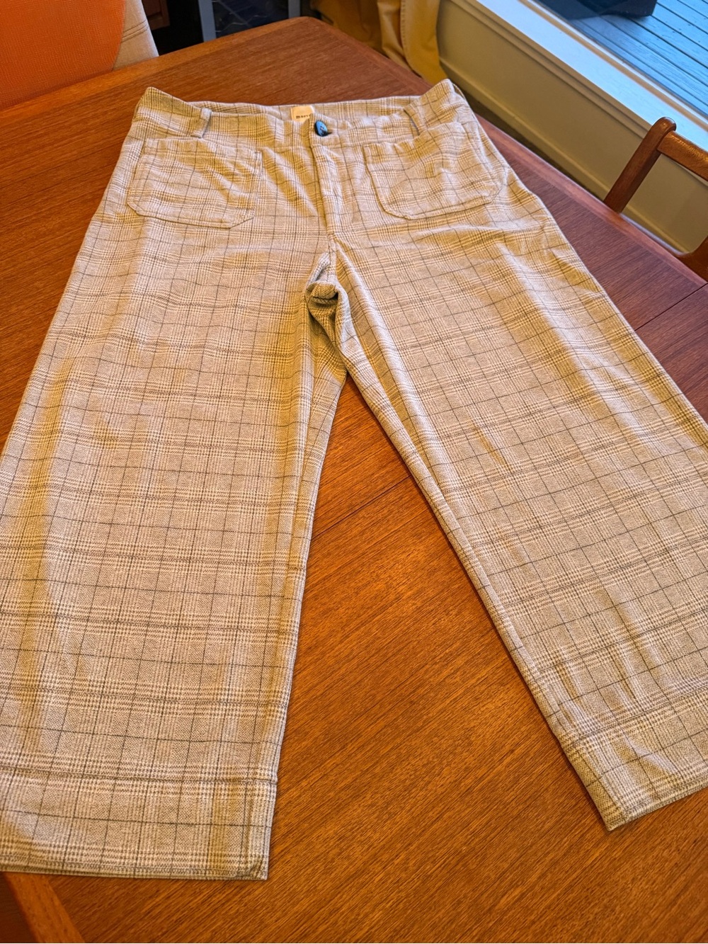 Maeve Gray Plaid Straight-Leg Pants